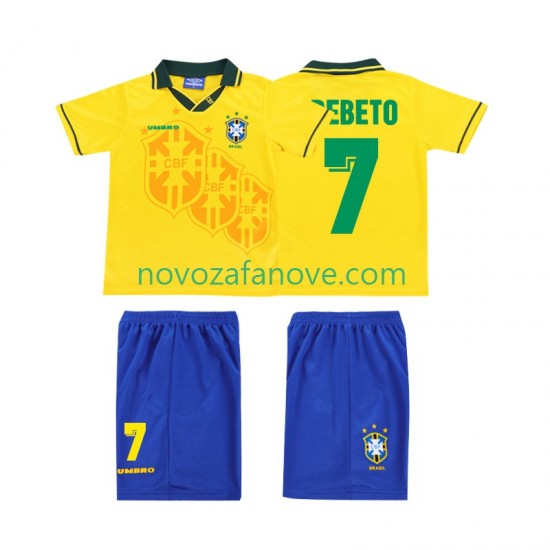 Nogometni Dres Brazil BEBETO 7 Retro Dječji Domaći 1994 Kratkih Rukava