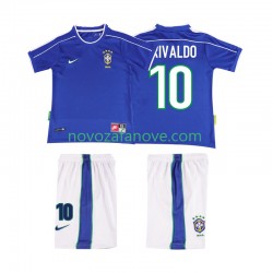 Nogometni Dres Brazil RIVALDO 10 Retro Dječji Gostujući 1998 Kratkih Rukava