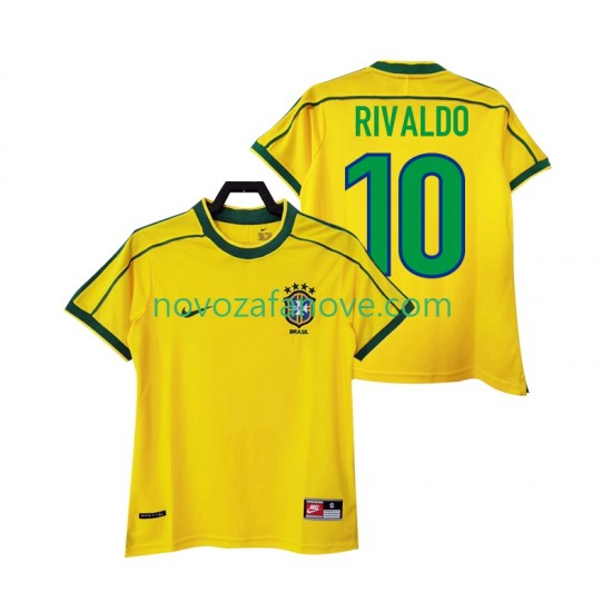 Nogometni Dres Brazil RIVALDO 10 Retro Muški Domaći 1998 Kratkih Rukava