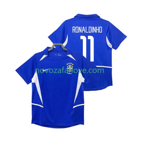 Nogometni Dres Brazil RONALDINHO 11 Retro Muški Gostujući 2002 Kratkih Rukava