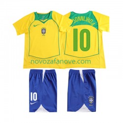 Nogometni Dres Brazil RONALOINHO 10 Retro Dječji Domaći 2004 Kratkih Rukava