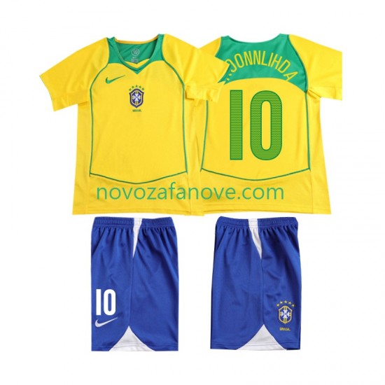 Nogometni Dres Brazil RONALOINHO 10 Retro Dječji Domaći 2004 Kratkih Rukava