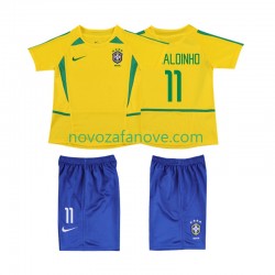 Nogometni Dres Brazil RONALOINHO 11 Retro Dječji Domaći 2002 Kratkih Rukava