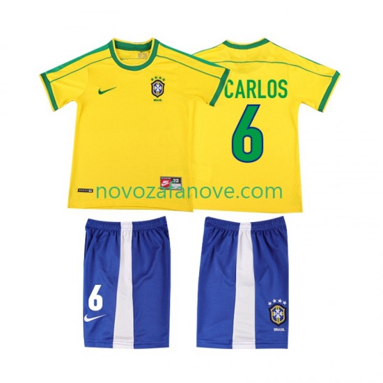 Nogometni Dres Brazil Roberto Carlos 6 Retro Dječji Domaći 1998 Kratkih Rukava