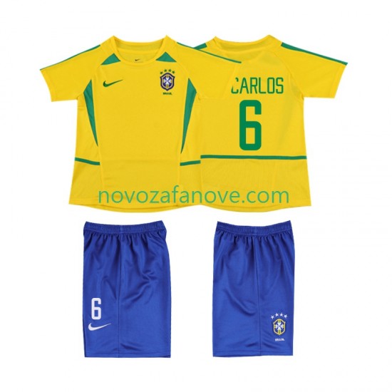 Nogometni Dres Brazil Roberto Carlos 6 Retro Dječji Domaći 2002 Kratkih Rukava