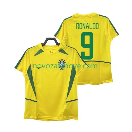 Nogometni Dres Brazil Ronaldo 9 Retro Muški Domaći 2002 Kratkih Rukava