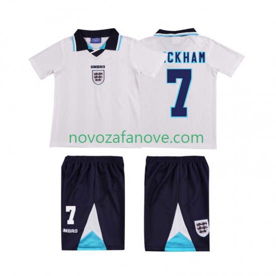 Nogometni Dres Engleska Beckham 7 1996 Retro Dječji Domaći Kratkih Rukava