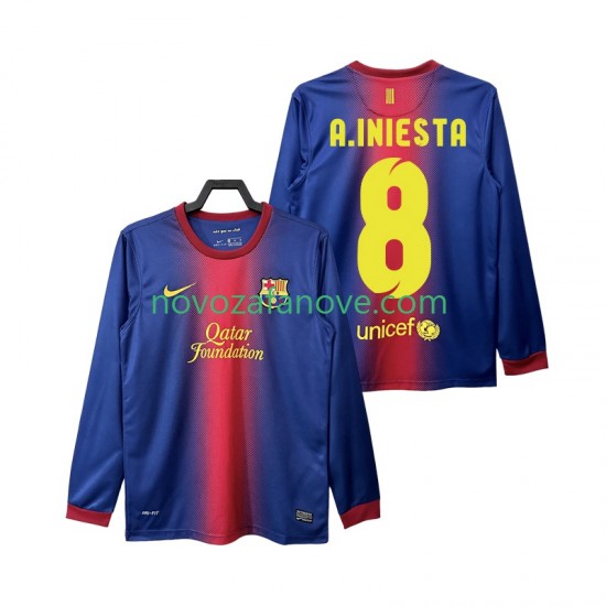 Nogometni Dres FC Barcelona A INIESTA 8 2012 2013 Retro Muški Domaći Dugim Rukavima