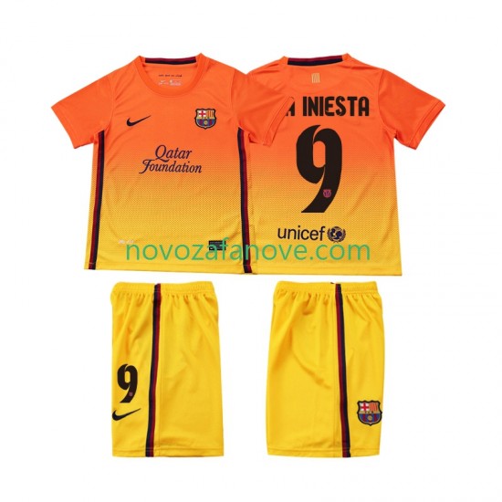 Nogometni Dres FC Barcelona A INIESTA 9 2012 2013 Retro Dječji Gostujući Kratkih Rukava