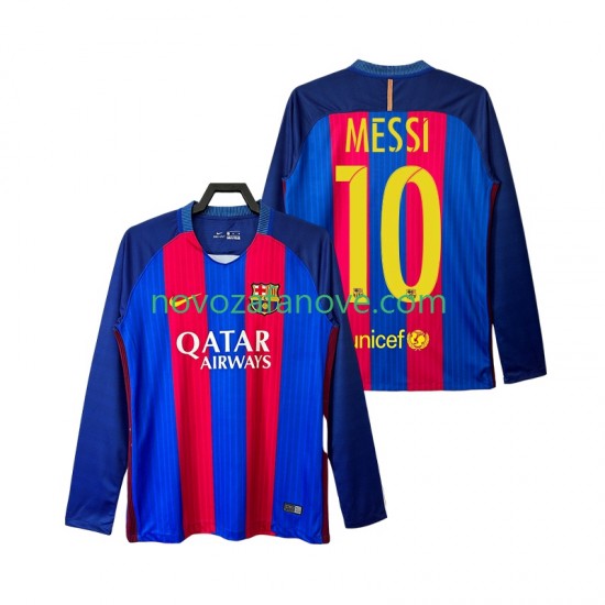 Nogometni Dres FC Barcelona Lionel Messi 10 2016 2017 Retro Muški Domaći Dugim Rukavima