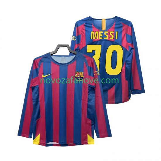 Nogometni Dres FC Barcelona Lionel Messi 30 Champions League 2005 Retro Muški Domaći 2006 Dugim Rukavima
