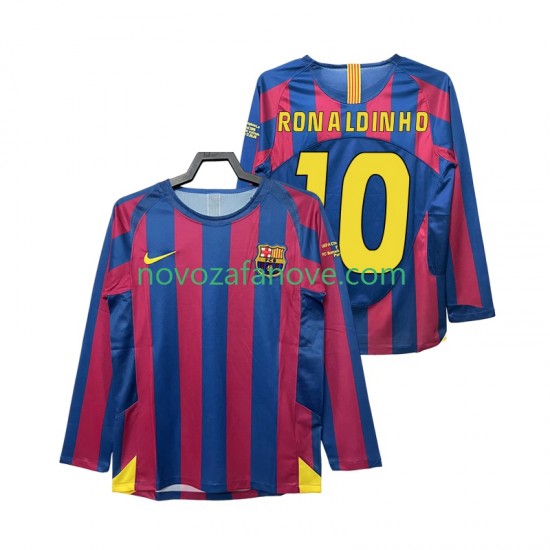 Nogometni Dres FC Barcelona RONALDINHO 10 Champions League 2005 Retro Muški Domaći 2006 Dugim Rukavima
