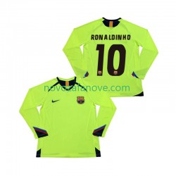 Nogometni Dres FC Barcelona RONALDINHO 10 2005 Retro Muški Gostujući 2006 Dugim Rukavima