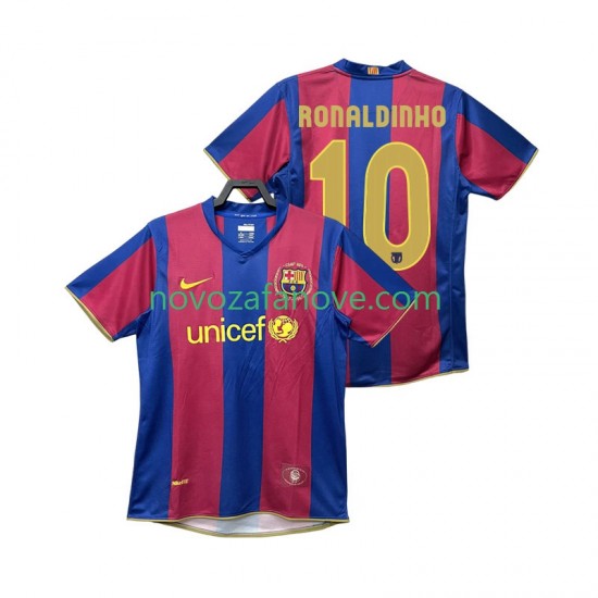 Nogometni Dres FC Barcelona RONALDINHO 10 2007 Retro Muški Domaći 2008 Kratkih Rukava