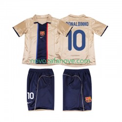 Nogometni Dres FC Barcelona RONALDINHO 10 2001 Retro Dječji Gostujući 2002 Kratkih Rukava