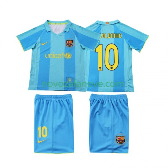 Nogometni Dres FC Barcelona RONALDINHO 10 2007 Retro Dječji Gostujući 2008 Kratkih Rukava