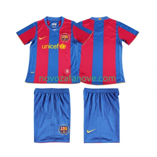 Nogometni Dres FC Barcelona 2007 Retro Dječji Domaći 2008 Kratkih Rukava