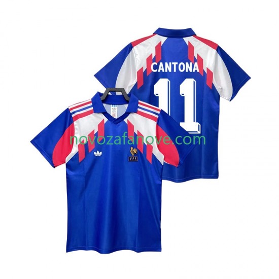 Nogometni Dres Francuska CANTONA 11 1990 Retro Muški Domaći Kratkih Rukava