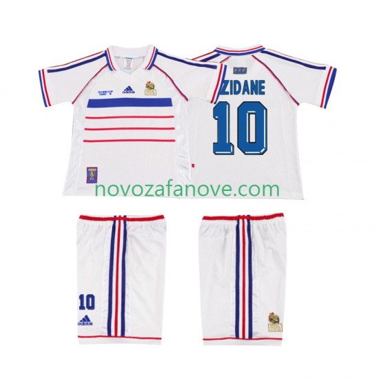 Nogometni Dres Francuska ZIDANE 10 Retro Dječji Gostujući 1998 Kratkih Rukava