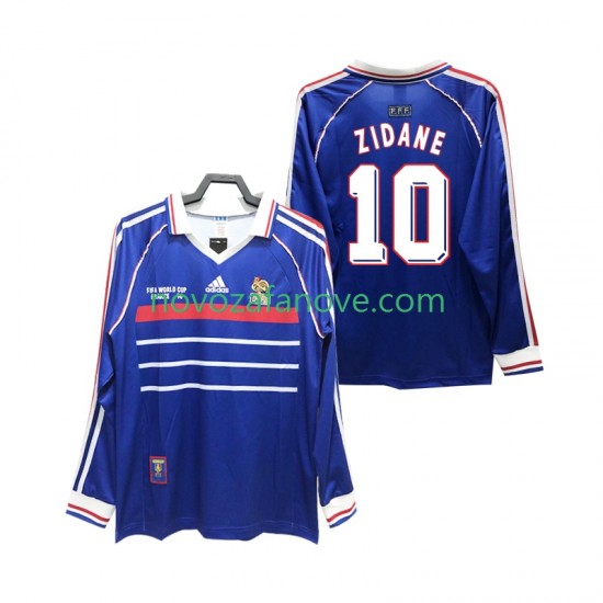 Nogometni Dres Francuska ZIDANE 10 Retro Muški Domaći 1998 Dugim Rukavima