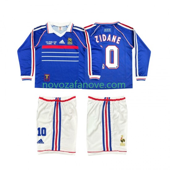 Nogometni Dres Francuska ZINANE 10 Retro Dječji Domaći 1998 Dugim Rukavima