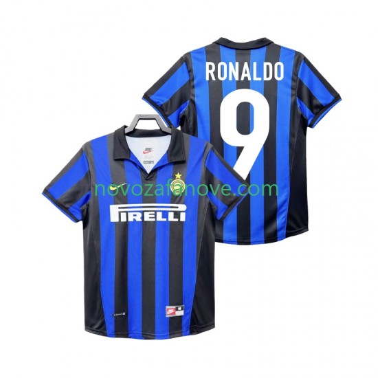 Nogometni Dres Inter Milan Roanldo 9 Retro Muški Domaći 1998 1999 Kratkih Rukava