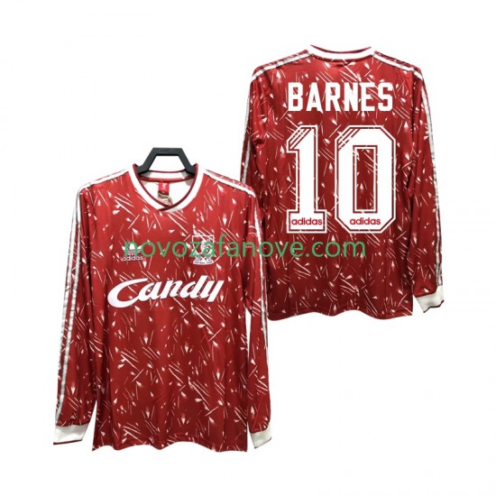 Nogometni Dres Liverpool BARNES 10 1989 1991 Retro Muški Domaći Dugim Rukavima