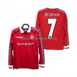 Nogometni Dres Manchester United BECKHAM 7 Retro Muški Domaći 1998 1999 Dugim Rukavima