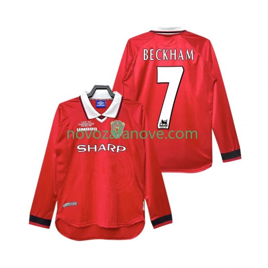 Nogometni Dres Manchester United Beckham 7 2000 Retro Muški Domaći 1999 Dugim Rukavima