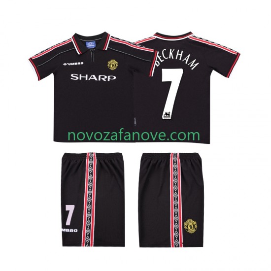 Nogometni Dres Manchester United Beckham 7 Retro Dječji Gostujući 1998 1999 Kratkih Rukava