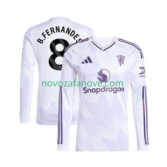 Nogometni Dres Manchester United Bruno Fernandes 8 Muški Gostujući 2025-2026 Dugim Rukavima