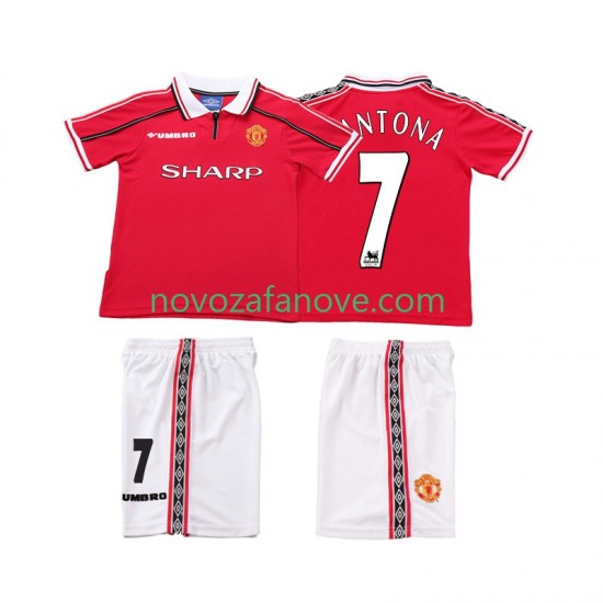 Nogometni Dres Manchester United CONTONA 7 Retro Dječji Domaći 1998 1999 Kratkih Rukava