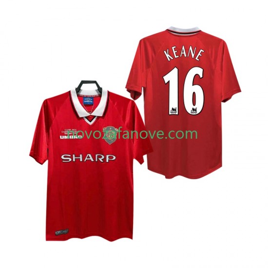 Nogometni Dres Manchester United Keane 16 2000 Retro Muški Domaći 1999 Kratkih Rukava