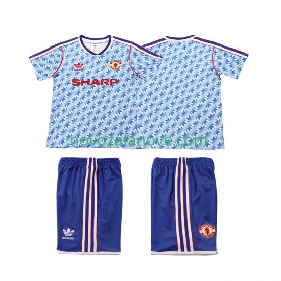 Nogometni Dres Manchester United 1990 1992 Retro Dječji Gostujući Kratkih Rukava