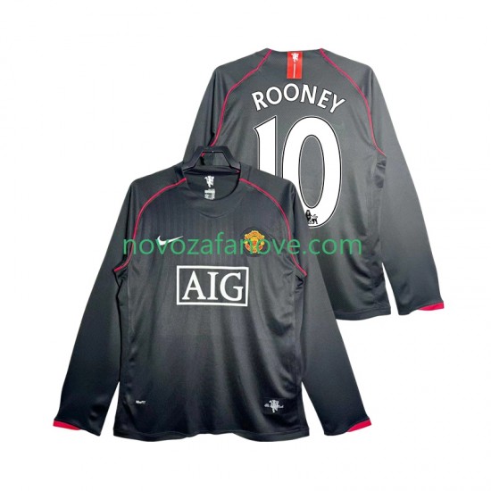 Nogometni Dres Manchester United Rooney 10 2007 Retro Muški Gostujući 2008 Dugim Rukavima