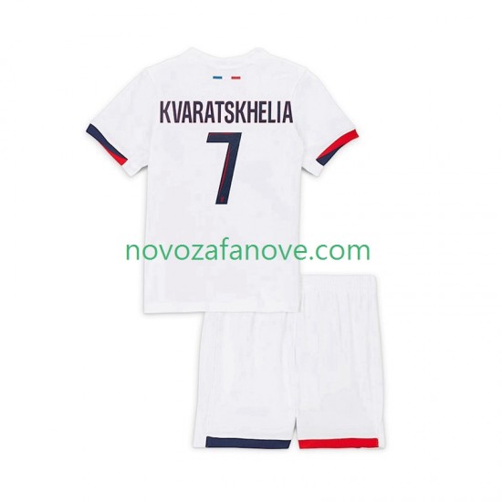 Nogometni Dres Paris Saint-Germain Khvicha Kvaratskhelia 7 Dječji Gostujući 2025-2026 Kratkih Rukava