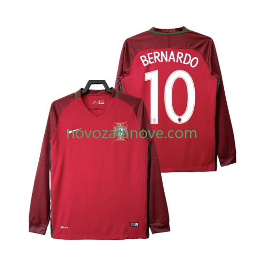 Nogometni Dres Portugal BERNARDO 10 2016 Retro Muški Domaći Dugim Rukavima