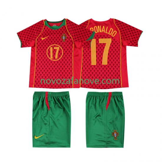 Nogometni Dres Portugal Cristiano Ronaldo 17 Retro Dječji Domaći 2004 Kratkih Rukava