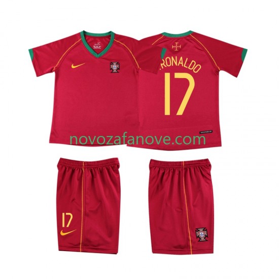 Nogometni Dres Portugal Cristiano Ronaldo 17 Retro Dječji Domaći 2006 Kratkih Rukava