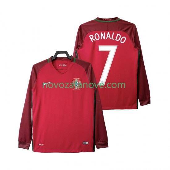 Nogometni Dres Portugal Cristiano Ronaldo 7 2016 Retro Muški Domaći Dugim Rukavima