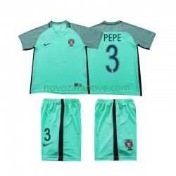 Nogometni Dres Portugal PEPE 3 2016 Retro Dječji Gostujući Kratkih Rukava