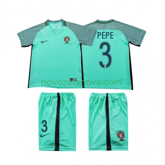 Nogometni Dres Portugal PEPE 3 2016 Retro Dječji Gostujući Kratkih Rukava
