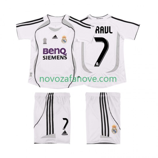 Nogometni Dres Real Madrid RAUL 7 2007 Retro Dječji Domaći 2006 Kratkih Rukava