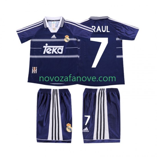 Nogometni Dres Real Madrid RAUL 7 Retro Dječji Gostujući 1998 1999 Kratkih Rukava