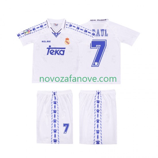Nogometni Dres Real Madrid RAUL 7 1996 1997 Retro Dječji Domaći Kratkih Rukava