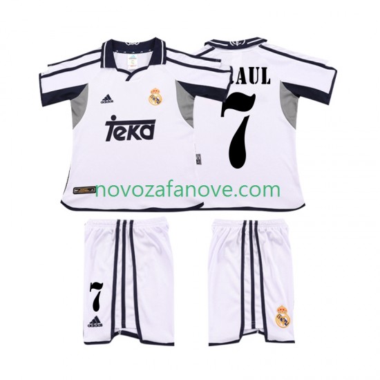 Nogometni Dres Real Madrid RAUL 7 2001 Retro Dječji Domaći 2002 Kratkih Rukava