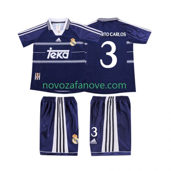 Nogometni Dres Real Madrid ROBERTO CARLOS 3 Retro Dječji Gostujući 1998 1999 Kratkih Rukava