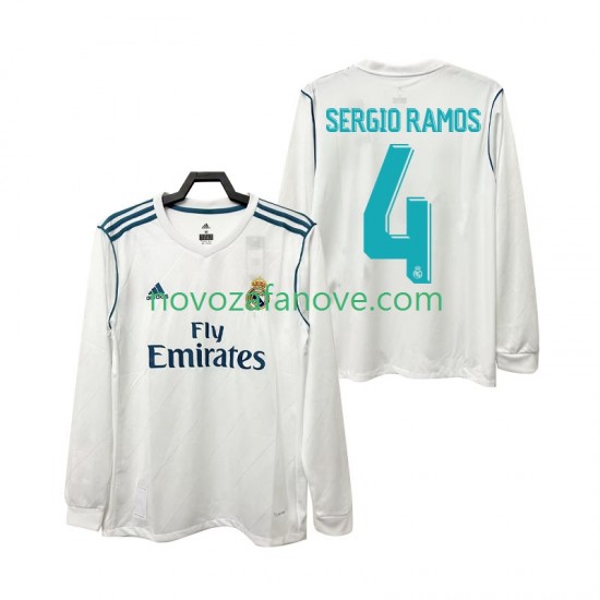 Nogometni Dres Real Madrid SERGIO RAMOS 4 2017 2018 Retro Muški Domaći Dugim Rukavima