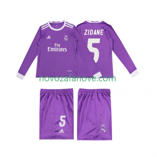 Nogometni Dres Real Madrid ZIDANE 5 2016 Retro Dječji Gostujući Dugim Rukavima