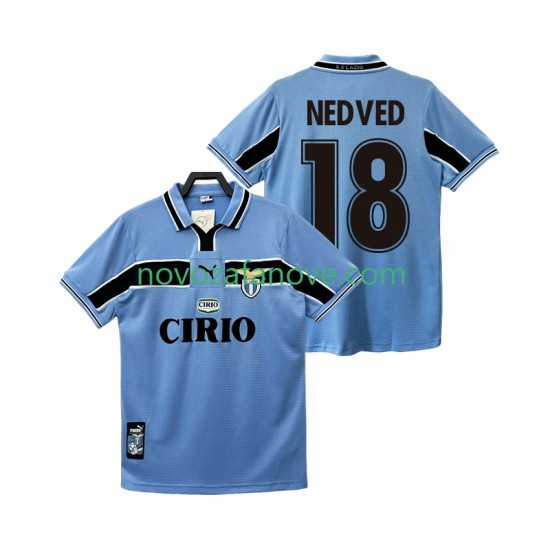 Nogometni Dres SS Lazio NEDVED 18 Retro Muški Domaći 1998 1999 Kratkih Rukava